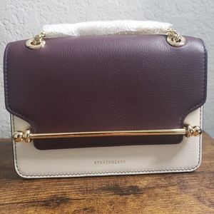 Strathberry East/West Mini Bag- Burgundy/Vanilla